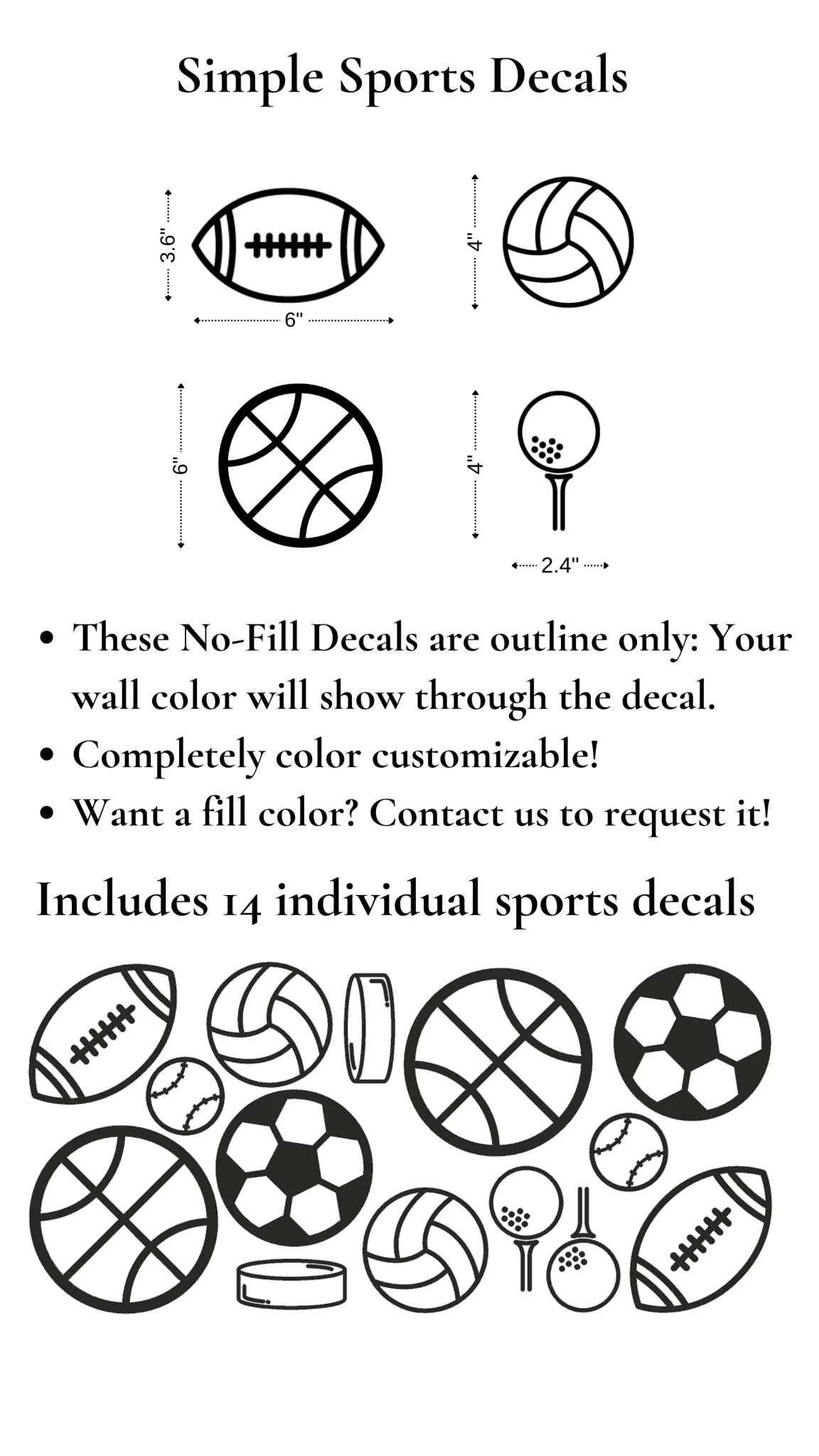 Simple Sports Decals (Peel and Stick Decals)
