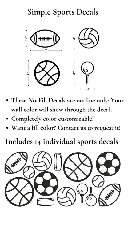 Simple Sports Decals (Peel and Stick Decals)
