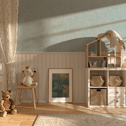 Sky Blue Grasscloth Peel and Stick Wallpaper (Faux)