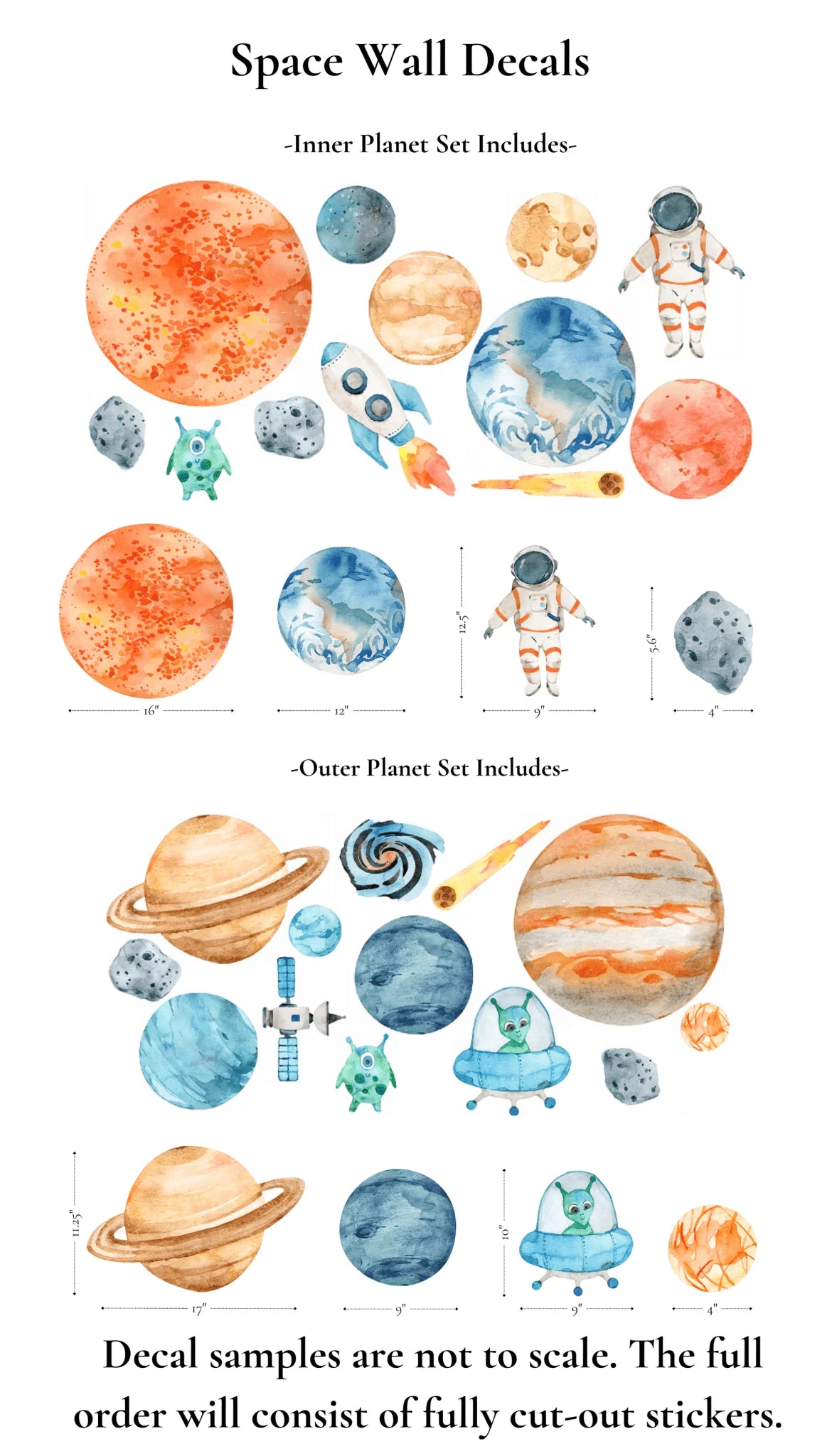 Space Wall Stickers (Peel and Stick Decals)