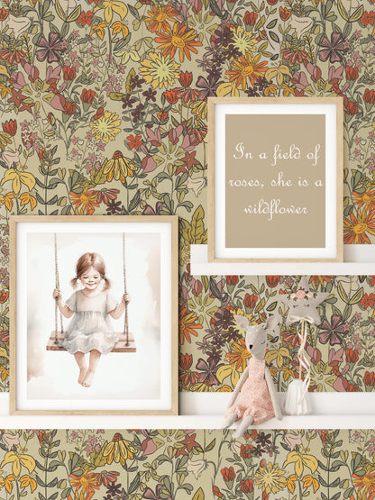 Summertime Floral Peel and Stick Wallpaper