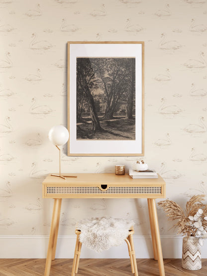 Swimming Swan Peel and Stick Removable Wallpaper