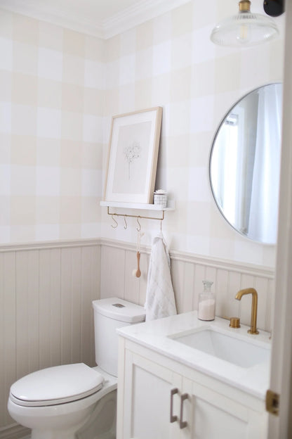 Tan Gingham Peel and Stick Wallpaper