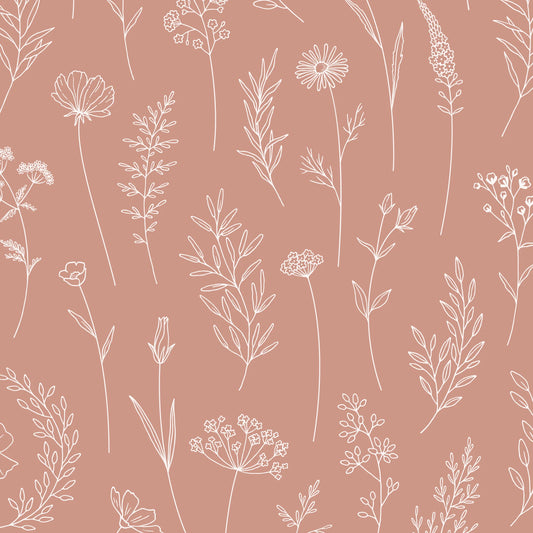 Terracotta Botany Peel and Stick Wallpaper