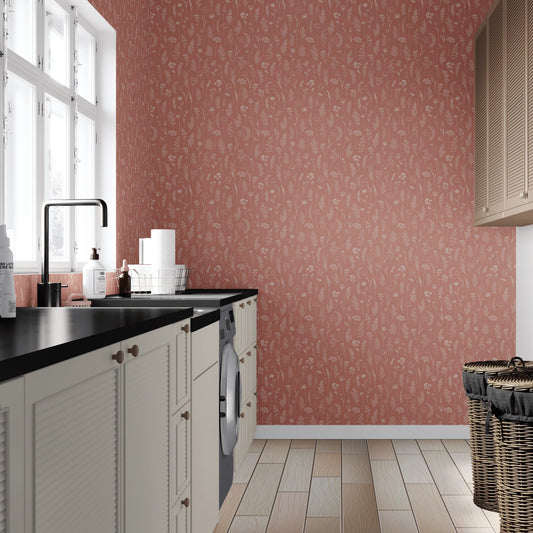 Terracotta Botany Peel and Stick Wallpaper