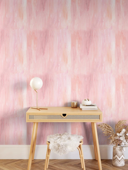 Pink Wallpaper, Pink Watercolor Limewash