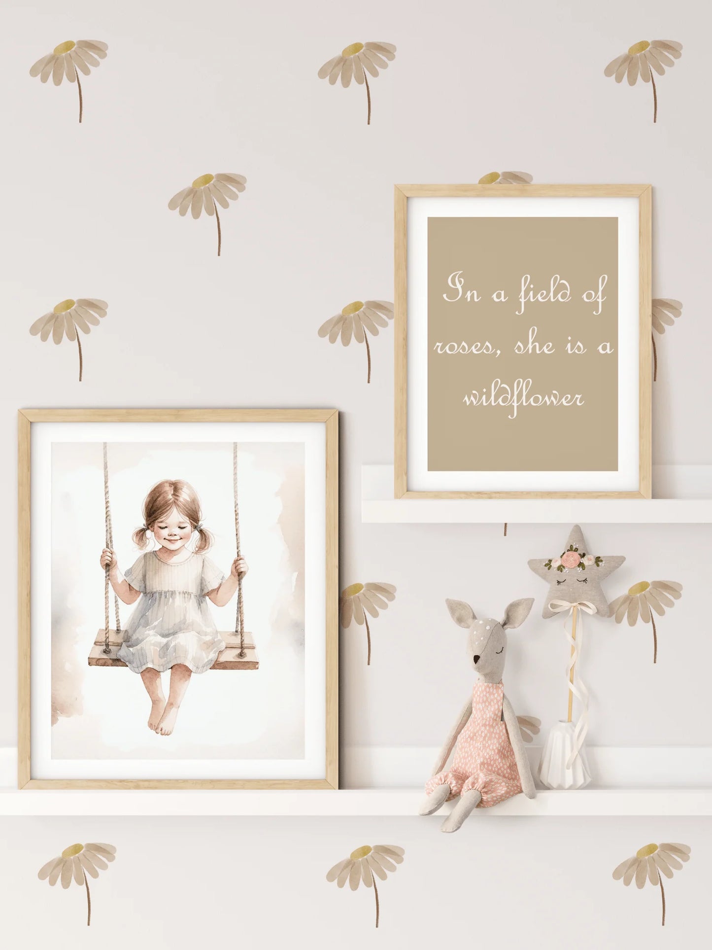 Golden Meadow Tiny Floral Wall Stickers (Peel and Stick Decals)