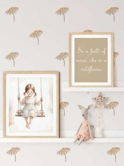Golden Meadow Tiny Floral Wall Stickers (Peel and Stick Decals)