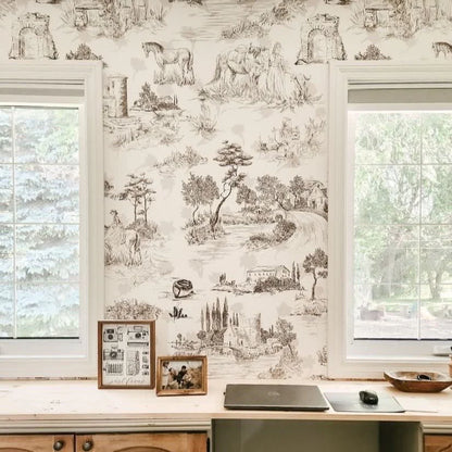 Toile de Jouy Peel and Stick Wallpaper