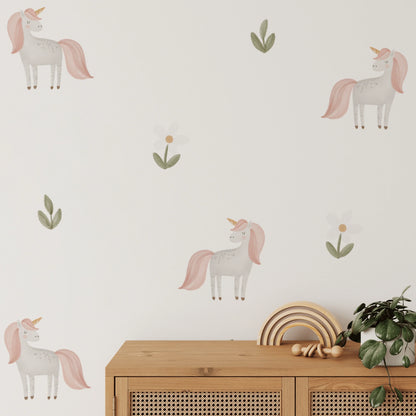 Unicorn Floral Wall Stickers
