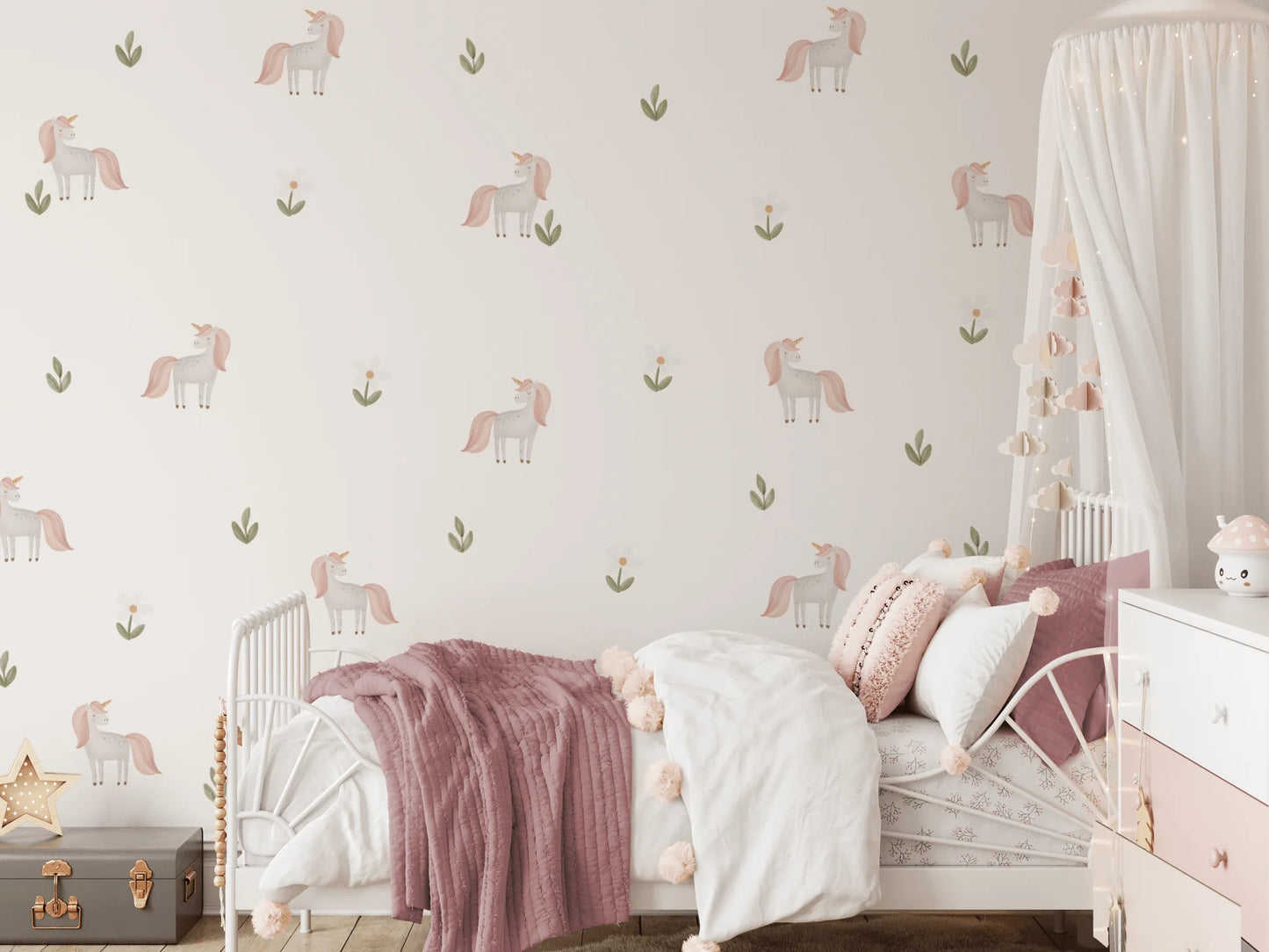 Unicorn Floral Wall Stickers