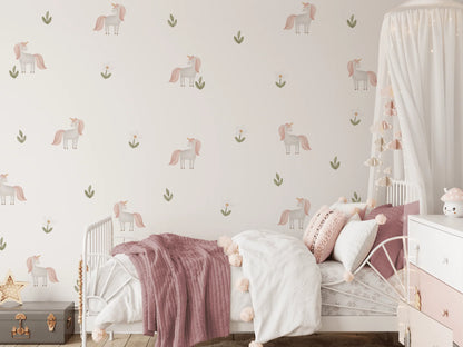 Unicorn Floral Wall Stickers