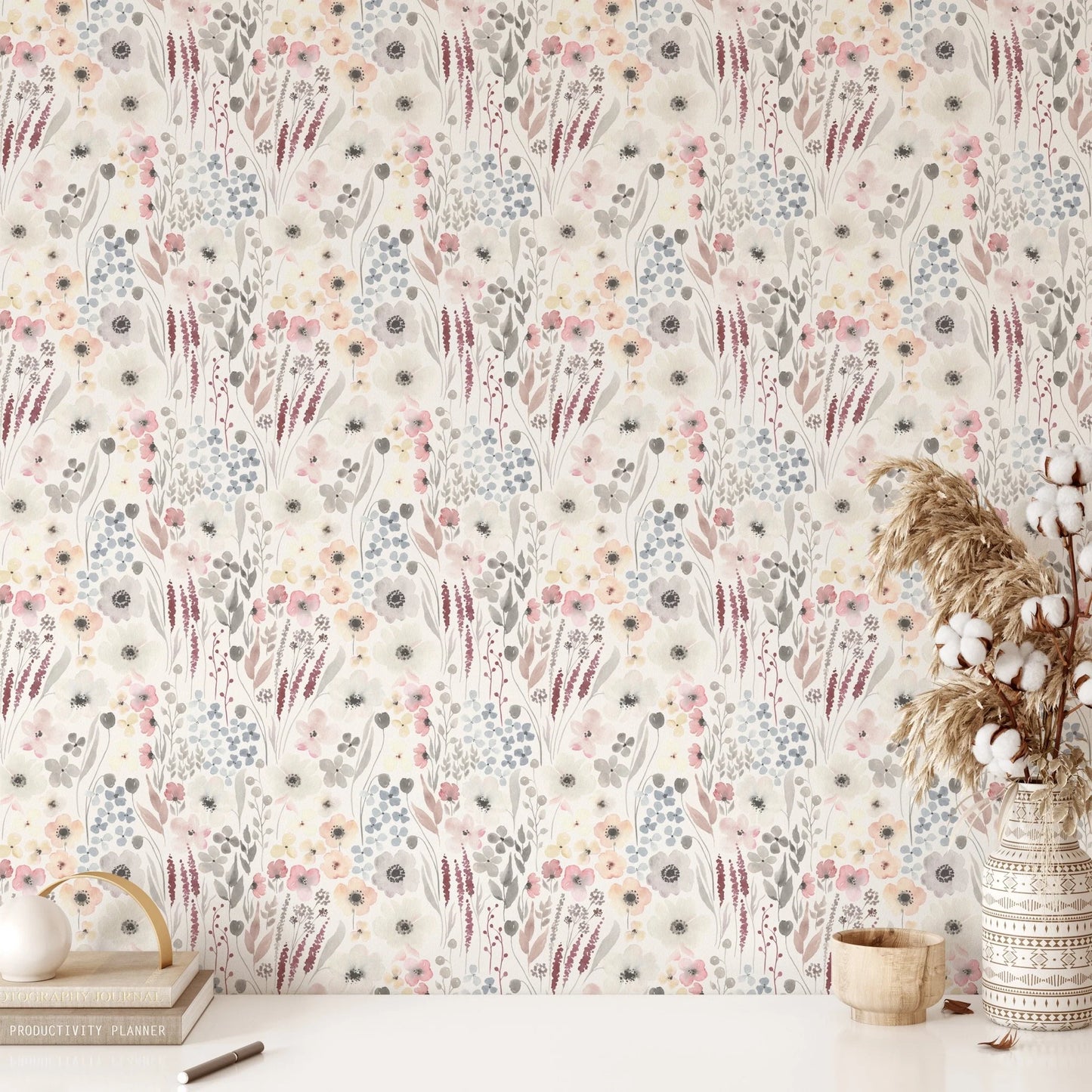 Vintage Anemones Removable Wallpaper (peel and stick)