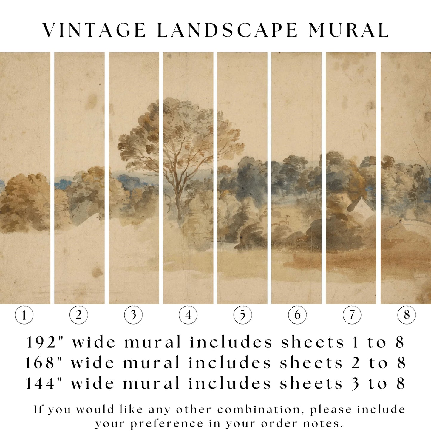Vintage Landscape Wall Mural (Peel & Stick)