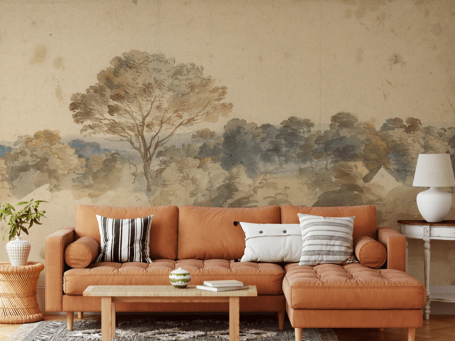 Vintage Landscape Wall Mural (Peel & Stick)