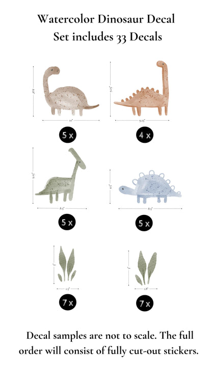 Watercolor Dinosaur Wall Stickers