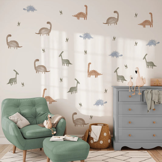 Watercolor Dinosaur Wall Stickers
