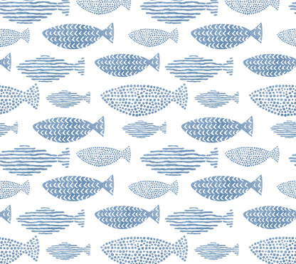 Watercolor Fish Peel and Stick Wallpaper - Blue