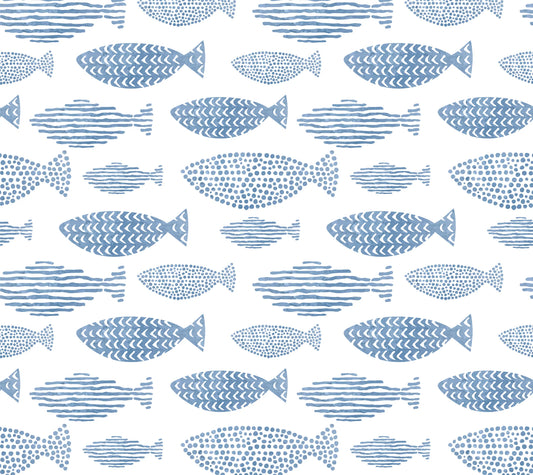 Watercolor Fish Peel and Stick Wallpaper - Blue