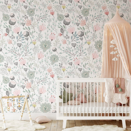 Watercolor Floral Removable Wallpaper (peel and stick)