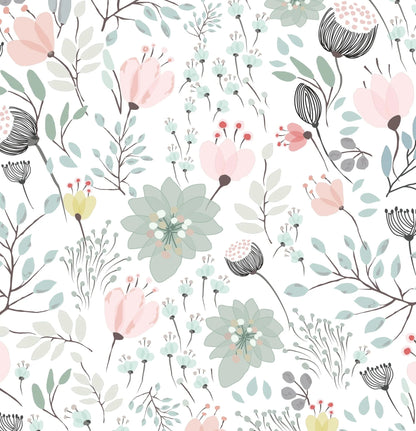 Watercolor Floral Removable Wallpaper (peel and stick)