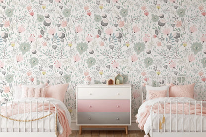 Watercolor Floral Removable Wallpaper (peel and stick)