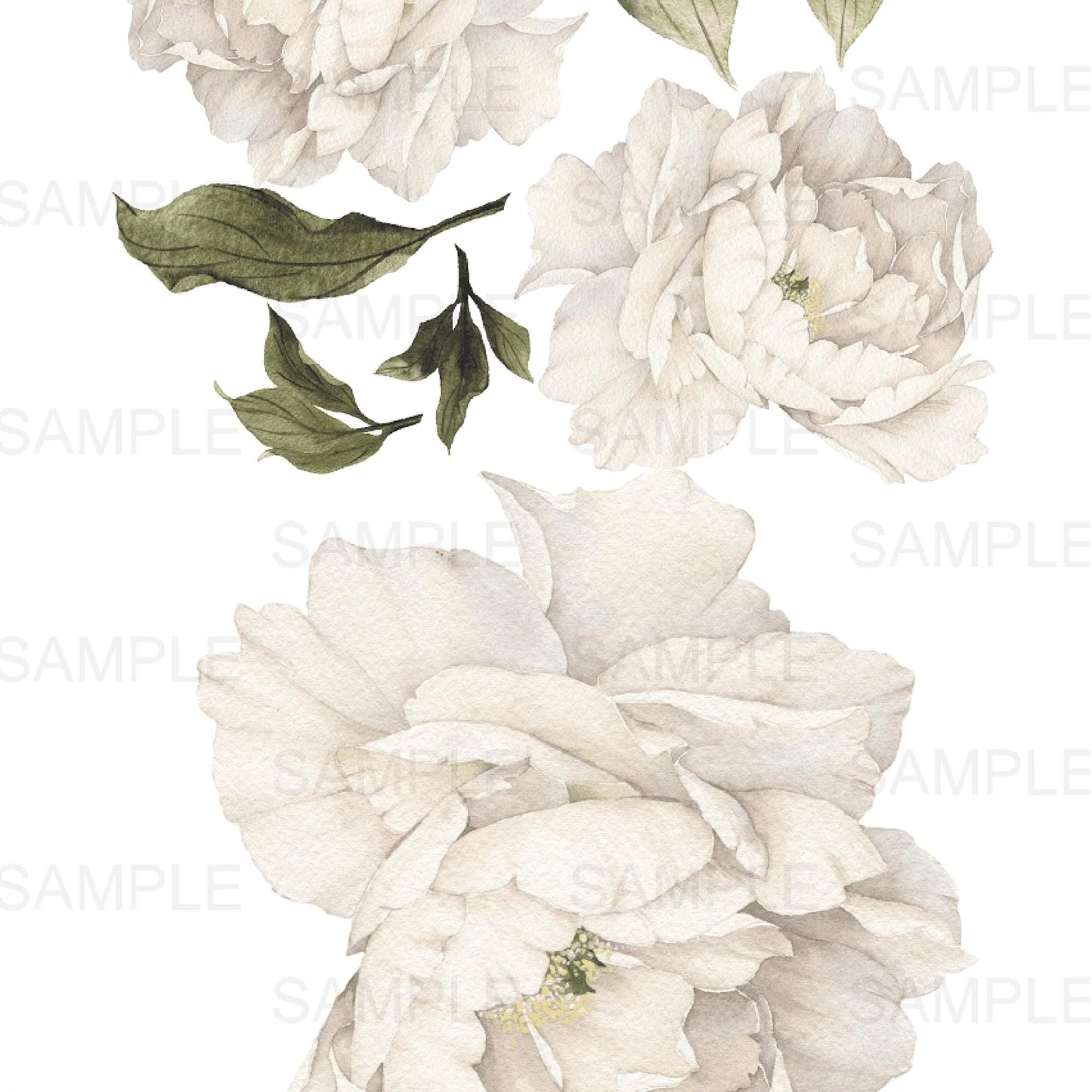 White Peony Flower Wall Stickers