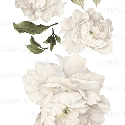 White Peony Flower Wall Stickers