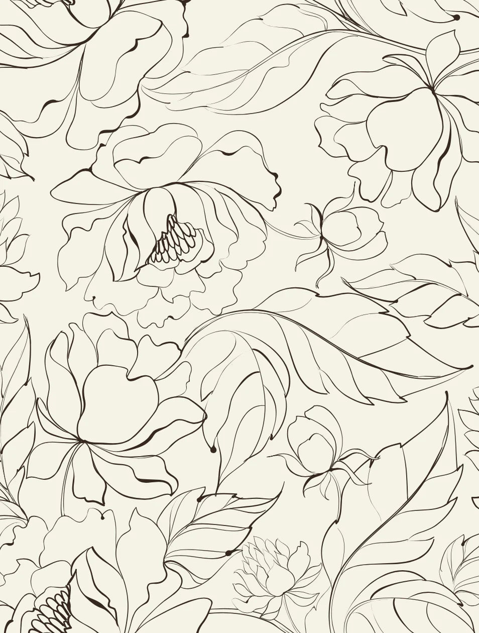 Wild Flower Print Peel and Stick Wallpaper (Removable Wall Paper)