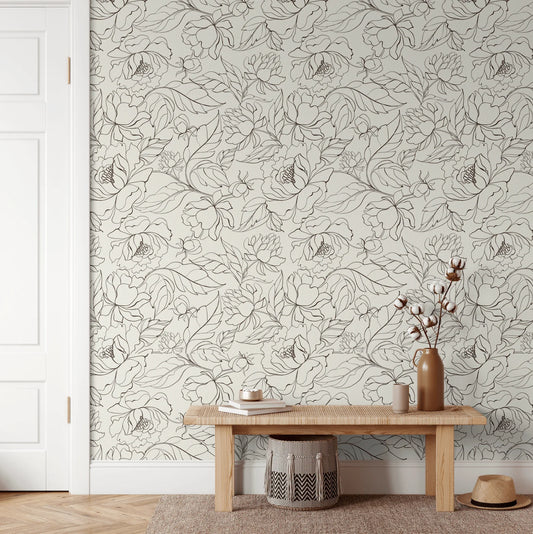 Wild Flower Print Peel and Stick Wallpaper (Removable Wall Paper)