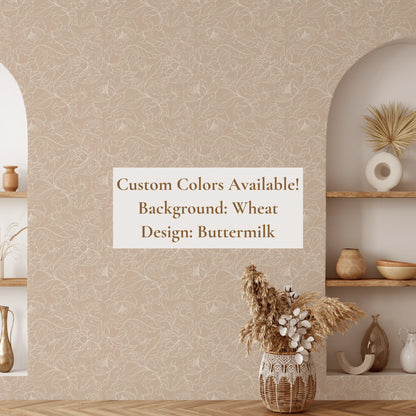 Wild Flower Print Peel and Stick Wallpaper (Removable Wall Paper)