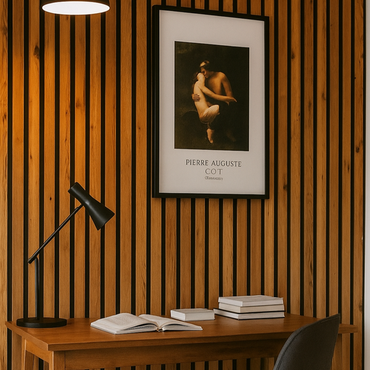 Modern Study Corner with Warm Wood Accents