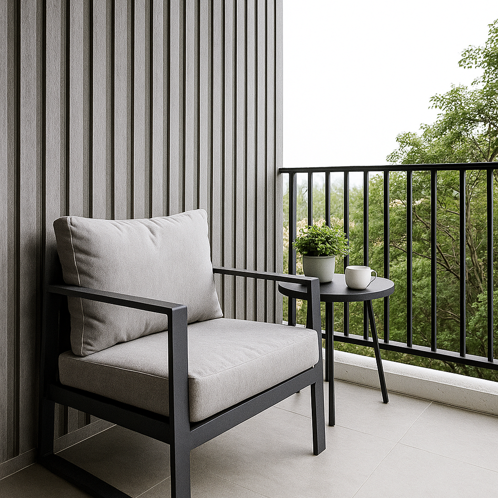 Slatted Wood Wallpaper for Modern Balconies