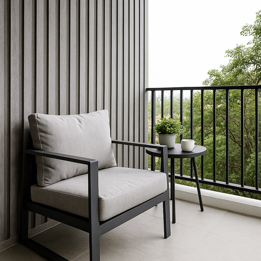 Slatted Wood Wallpaper for Modern Balconies