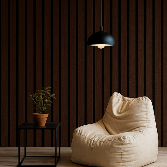 Dark Brown Vertical Slat Wallpaper