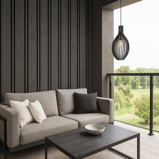 Vertical Woodgrain Wall for Indoor-Outdoor Harmony