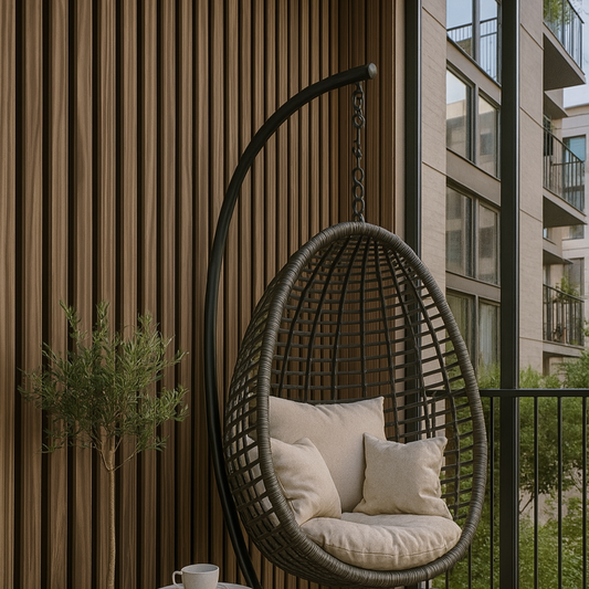 Vertical Slatted Wood Wallpaper for Cozy Outdoor Spaces