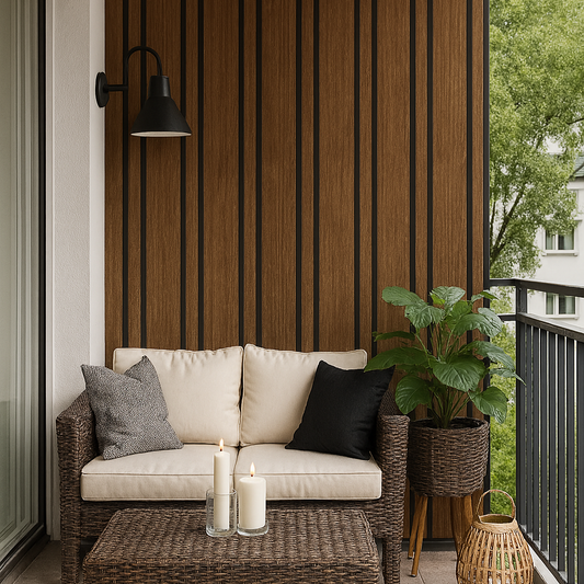Vertical Wood Accent for Modern Balcony Spaces
