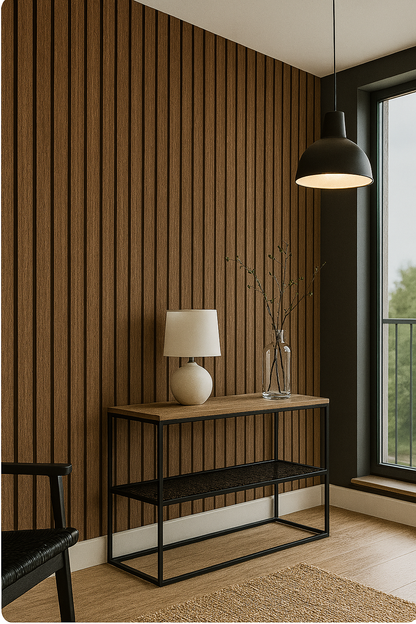 Warm Vertical Slats for Welcoming Entryways