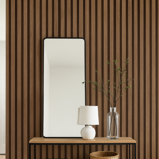 Warm Vertical Slats for Welcoming Entryways