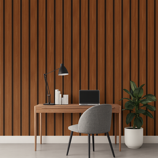 Vertical Woodgrain Accent for Modern Workspaces