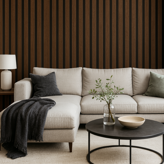 Dark Vertical Woodgrain for Cozy Living Rooms