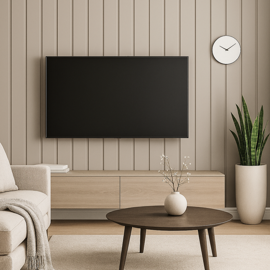 Elegant Beige Groove Panel Wallpaper