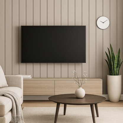 Elegant Beige Groove Panel Wallpaper