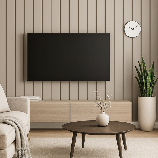 Elegant Beige Groove Panel Wallpaper