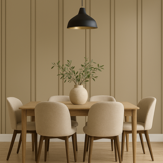 Warm Taupe Vertical Groove Panel Wallpaper