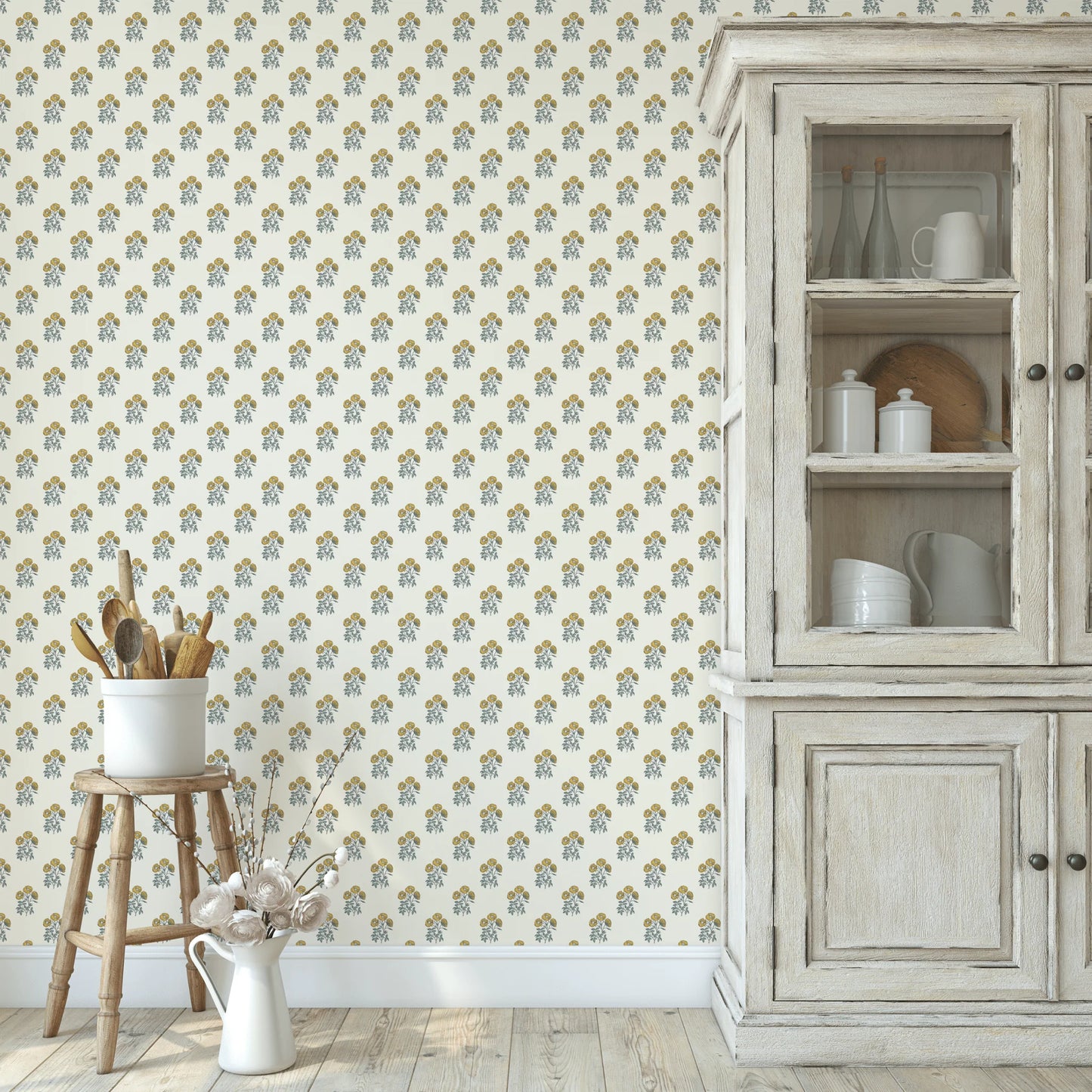 Yellow Block Print Wallpaper