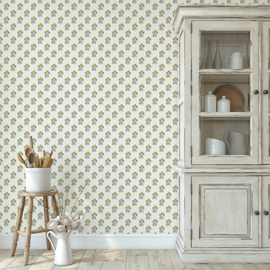 Yellow Block Print Wallpaper