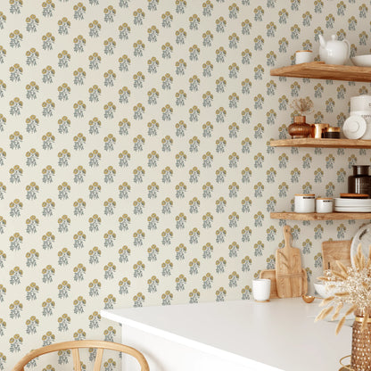 Yellow Block Print Wallpaper